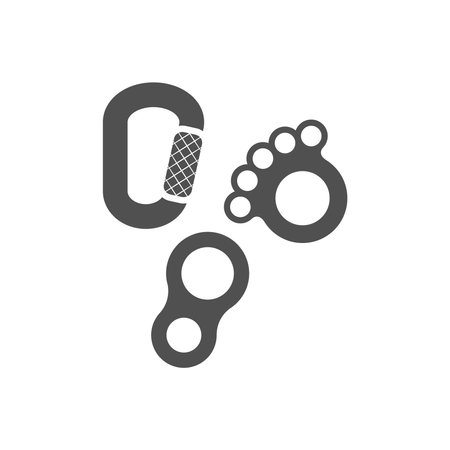 Set of snap hooks for mountaineering icon in flat style.Vector illustration.のイラスト素材