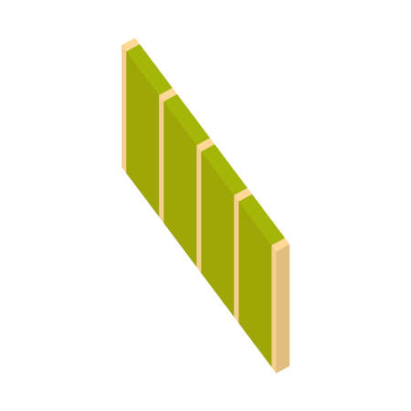 Insulation mineral wool in frame wooden houses.Vector isometric and 3D view.のイラスト素材