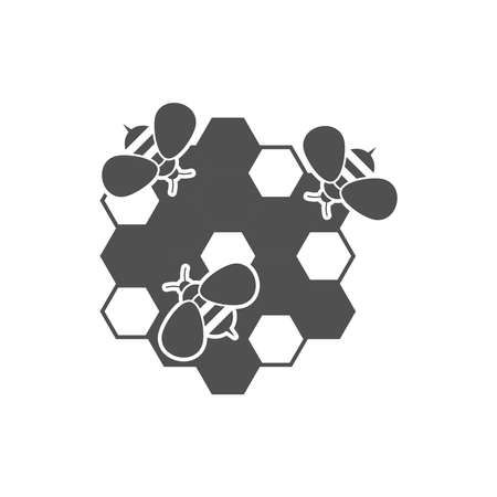 Bees on the honeycombs icon in flat style.Vector illustration.のイラスト素材
