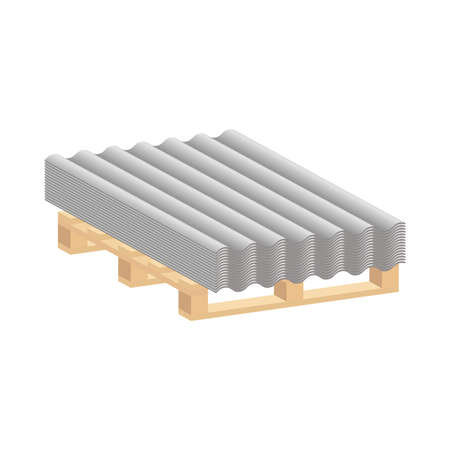 Roofing slate on a pallet.Vector isometric and 3D view.のイラスト素材