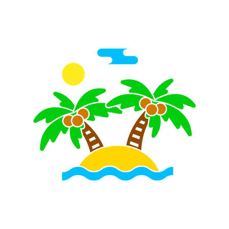 Resort on an exotic island icon in flat style.Vector illustration.のイラスト素材