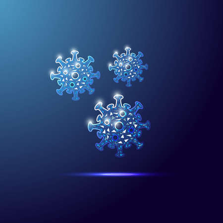 Covid-19 icon.Abstract symbol with contour lines, dots and polygons.Concept vector illustration.のイラスト素材