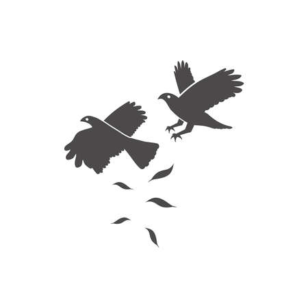 The battle of two birds of prey in the sky icon in flat style.Vector illustration.のイラスト素材