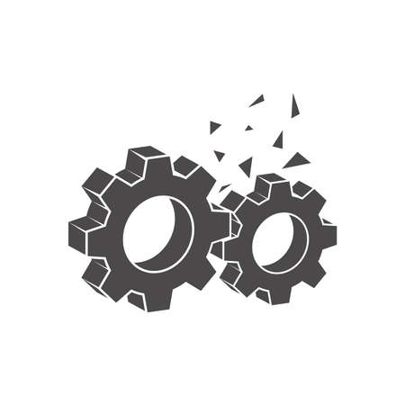 Gear damage icon in flat style.Vector illustration.のイラスト素材