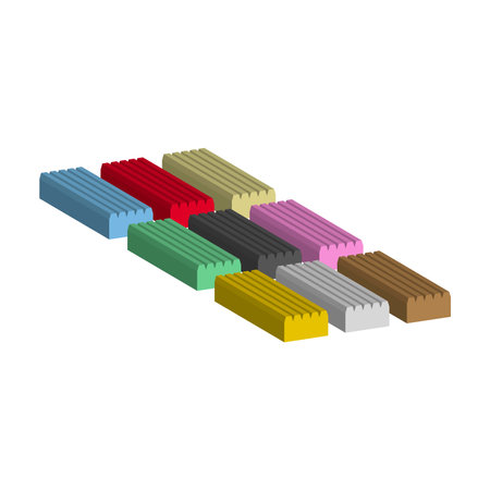 A set of multi-colored plasticine for modeling.3d vector illustration and isometric view.のイラスト素材