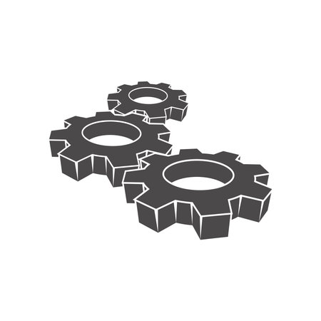 Gears icon in flat style.Vector illustration.のイラスト素材