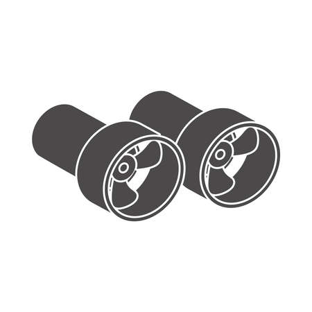 Two submarine propeller motors icon in flat style.Vector illustration.のイラスト素材