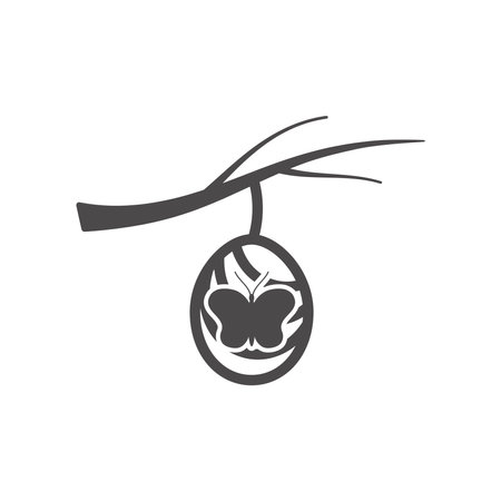 Cocoon with butterfly icon in a flat style. Vector illustration.のイラスト素材