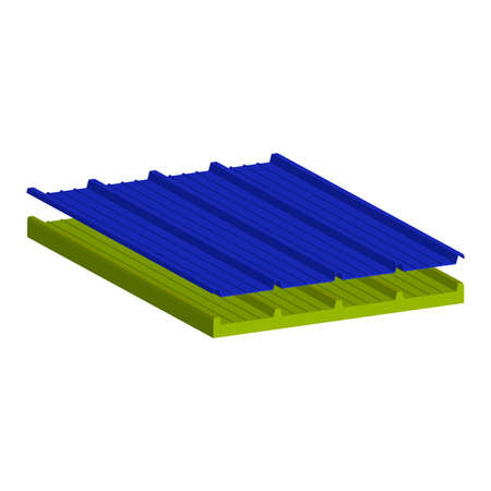 Roofing sandwich panel two-layer. A filler-mineral wool.Vector isometric and 3D view.のイラスト素材