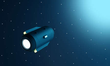 3D render of a sci-fi style space capsule in open space. Digital image illustration.の写真素材