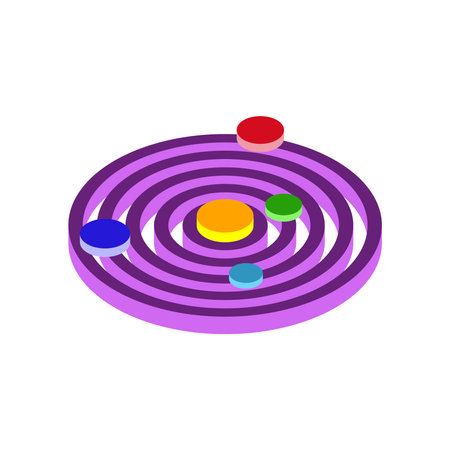 Galaxy.Planets of the solar system.Isometric and 3D view.のイラスト素材
