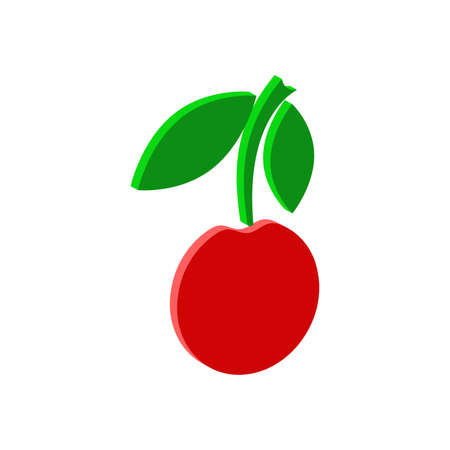 Cherry icon.Isometric and 3D view.のイラスト素材