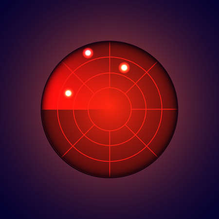 Radar with targets on the monitor in action. Search targets in air combat.のイラスト素材