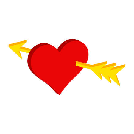Heart with arrow icon isolated on white background.Isometric and 3D view.のイラスト素材