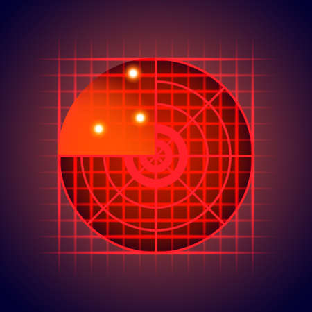 Radar with targets on the monitor in action. Search targets in air combat.のイラスト素材