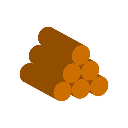 Folded logs of trees on a sawmill icon isolated on white background. Isometric and 3D view.のイラスト素材
