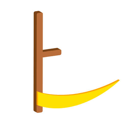 Scythe icon isolated on white background.Isometric and 3D view.のイラスト素材
