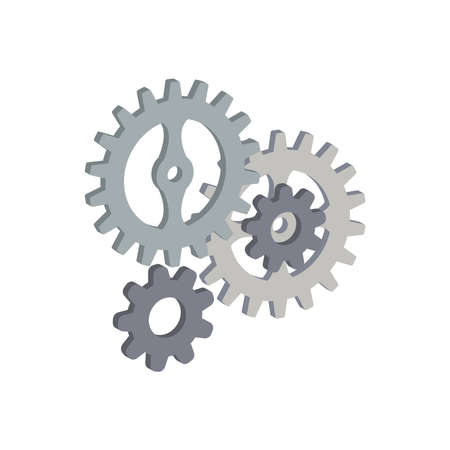 Mechanism of three gears. Isometric and 3D view.のイラスト素材