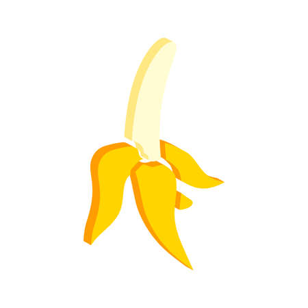 Banana peeled icon isolated on white background.Isometric and 3D view.のイラスト素材
