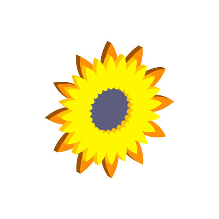 Sunflower isolated on white background.Isometric and 3D view.のイラスト素材