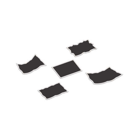 Creasy blank photos isolated on white background. Isometric and 3D view.のイラスト素材