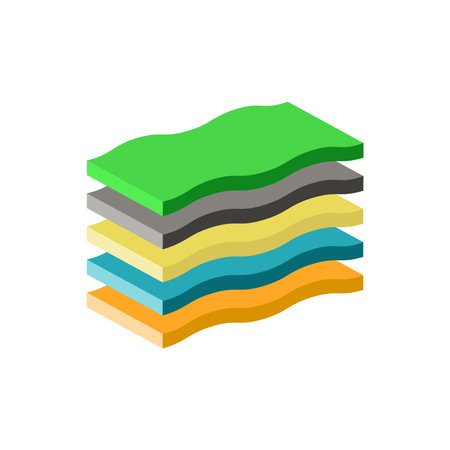 Layers of soil. Infographic from the upper layers of the earth's surface.Isometric and 3D view.のイラスト素材
