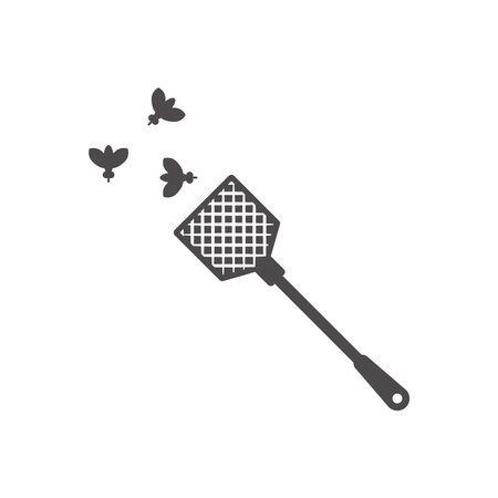 Fly swatter to kill flies and insects icon in flat style.Vector illustration.のイラスト素材