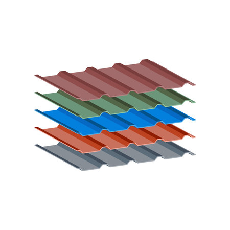 Profile sheet iron for roofs and fences icon isolated on white background. Isometric and 3D view.のイラスト素材