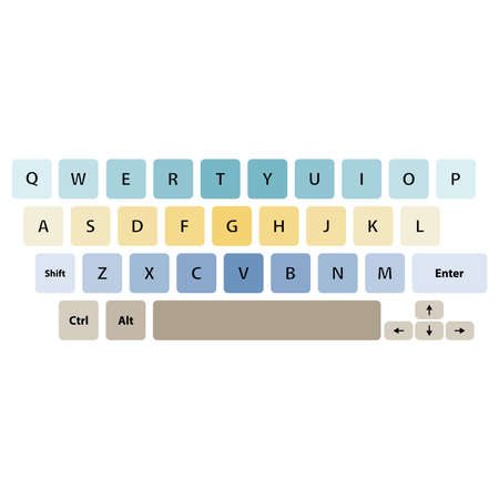Keyboard with multi-colored buttons isolated on white background.Vector illustration.のイラスト素材