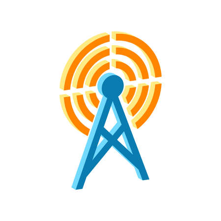 Cell phone antenna icon isolated on white background.Isometric and 3D view.のイラスト素材