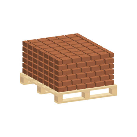 Building Bricks on a Pallet isolated on white background.Isometric and 3D view.のイラスト素材