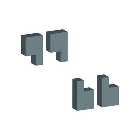 Double quote isolated on white background.Isometric and 3D view.のイラスト素材