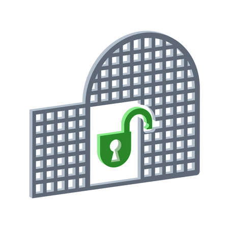 Escape from custody icon isolated on white background.Isometric and 3D view.のイラスト素材