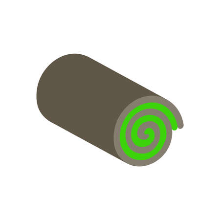Lawn roll with brown soil.Turf roll of green grass.Vector isometric and 3D view.のイラスト素材