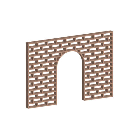 Decorative partition with arch isolated on white background.Vector isometric and 3D view.のイラスト素材