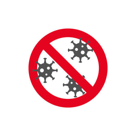 Prohibition sign.No no viruses in flat style isolated on white background.Vector illustration.のイラスト素材