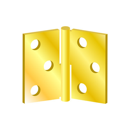 Realistic door hinges color gold.3d vector illustration and realistic isometric view.のイラスト素材