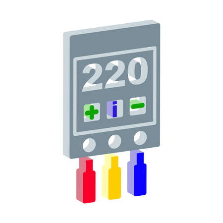 Voltage relay icon isolated on white background.Isometric and 3D view.のイラスト素材