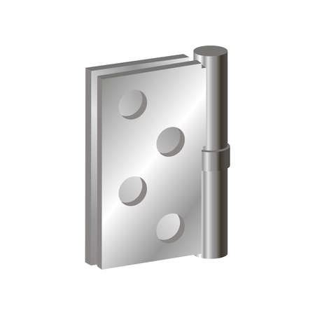 Realistic door hinges color silver isolated on white background.3d vector illustration and realistic isometric view.のイラスト素材