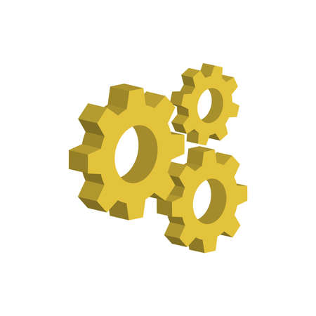 Gear mechanism isolated on white background.3d vector illustration and isometric view.のイラスト素材