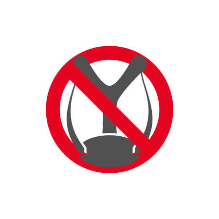 Prohibition sign.Forbidden to shoot a slingshot in flat style.Vector illustration.のイラスト素材
