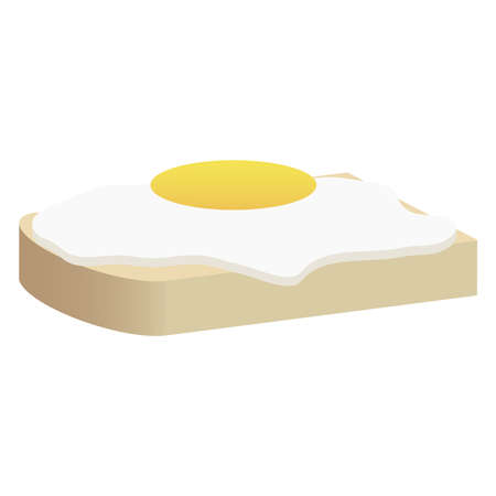 Fried eggs on a piece of bread.Egg sandwich isolated on white background.3d vector illustration and isometric view.のイラスト素材