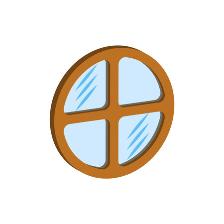 Round window isolated on white background.Isometric and 3D view.のイラスト素材