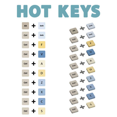Set of hotkeys in flat style isolated on white background.のイラスト素材
