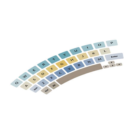 Keyboard with multi-colored buttons isolated on white background.Vector illustration.のイラスト素材