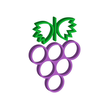 Grapes icon isolated on white background.3d vector illustration and isometric view.のイラスト素材