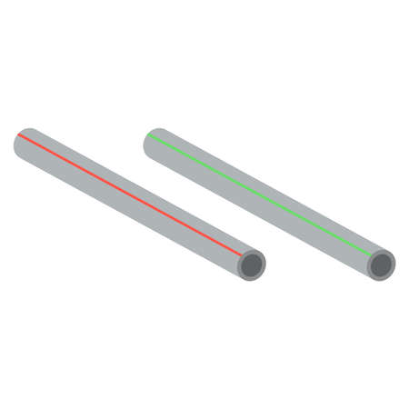 Plastic pipes for hot and cold water isolated on white background.3d vector illustration and isometric view.のイラスト素材