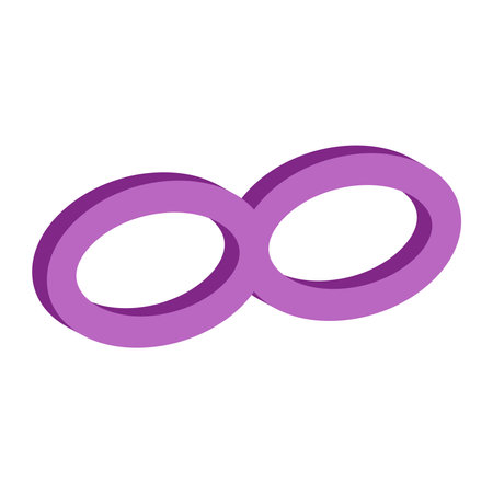 Infinity symbol isolated on white background.Vector isometric and 3D view.のイラスト素材