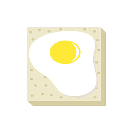 Fried eggs on a piece of bread.Egg sandwich isolated on white background.3d vector illustration and isometric view.のイラスト素材
