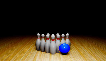 3d render of a set of bowling skittles and ball.Digital image illustration.の写真素材
